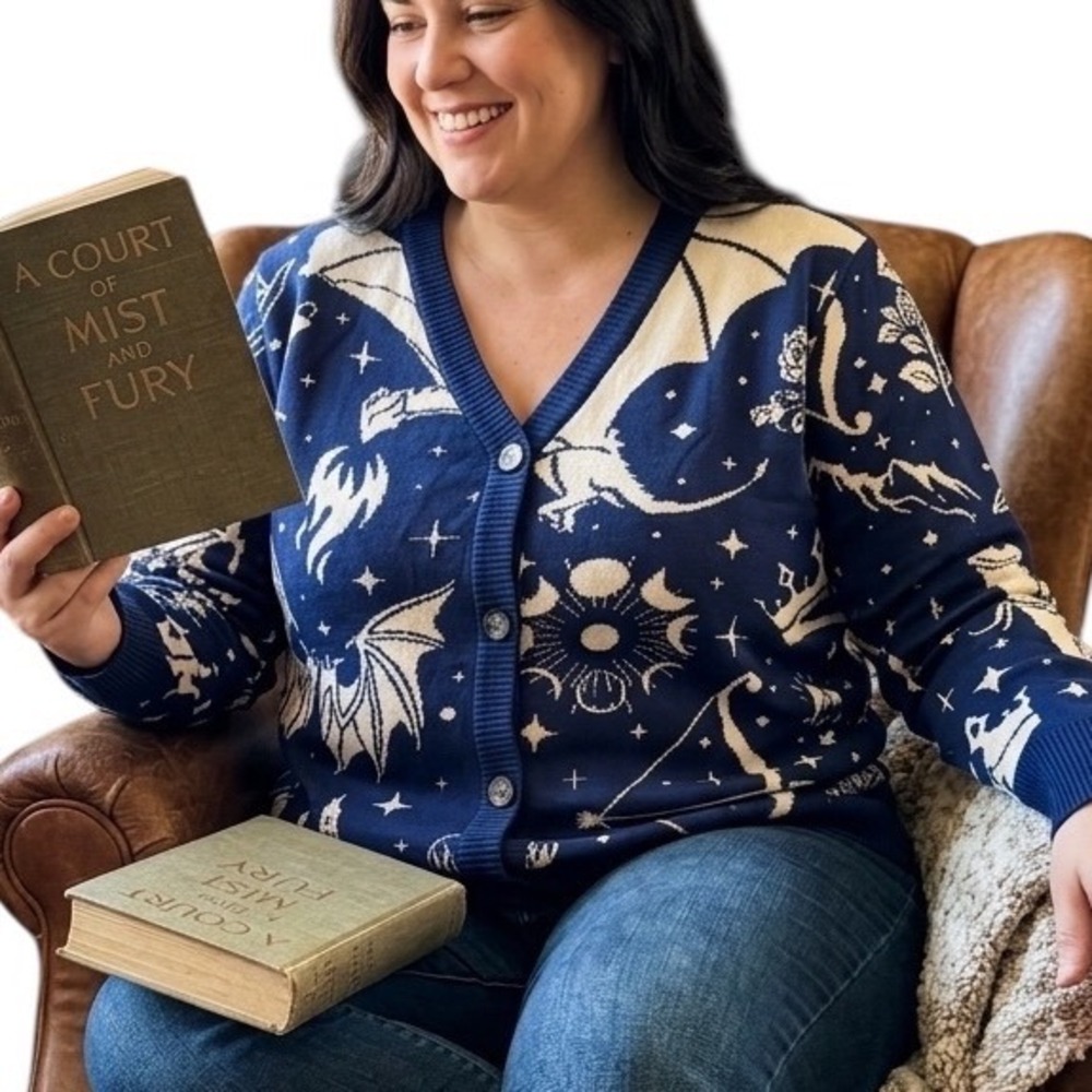 The Bookish Box ACOTAR Sarah J Maas Dragon Romantasy Cardigan Fantasy XL
